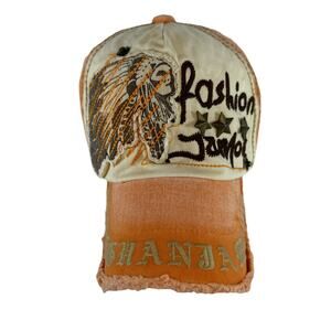 YANG GUAN Cotton Distressed Letter Vintage Embroidered Baseball Adjustable Hat